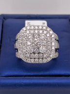 14k White Gold 3.50 CT Diamond Cluster Ladies Ring, 12.2g, Size 7.25, S106003