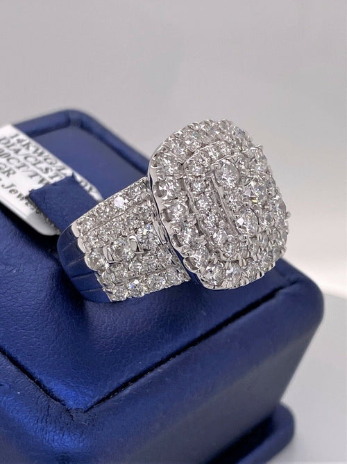 14k White Gold 5.00 CT Diamond Cluster Ladies Ring, 14g, Size 7, S14685