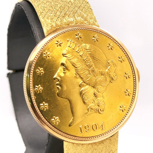 Rare Collectable Corum 1904 US $20 Gold Liberty Coin Watch 18K, 80.7G, S107575