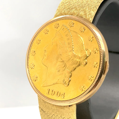 Rare Collectable Corum 1904 US $20 Gold Liberty Coin Watch 18K, 80.7G, S107575