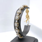 14k Yellow Gold 7.00CT Baguette Diamond Tennis Mens Bracelet, 9", S106104