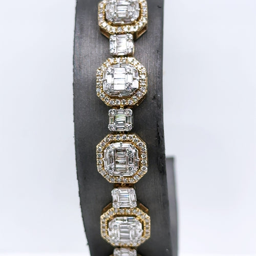 14k Yellow Gold 7.00CT Baguette Diamond Tennis Mens Bracelet, 9", S106104