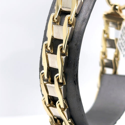 14k Yellow Gold Men's RailRoad Bracelet, 9", 66.9G, S107603
