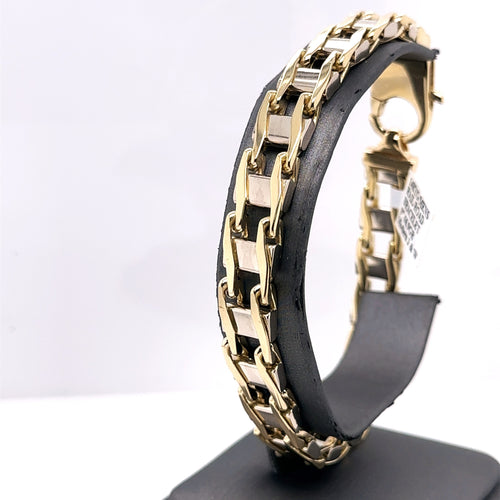 14k Yellow Gold Men's RailRoad Bracelet, 9", 66.9G, S107603