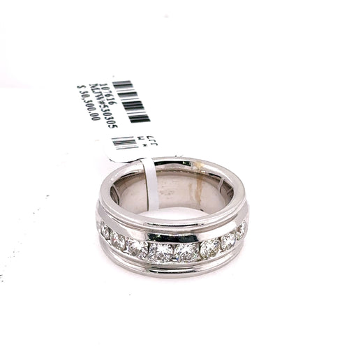 14k White Gold 2.50 CT Diamond Men's Wedding Band, 22.2g, Size 10.5, S107616