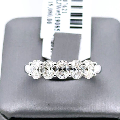 14k White Gold 1.50CT Oval Cut Diamond Ladies Band, 4.0g, Size 7, S107621