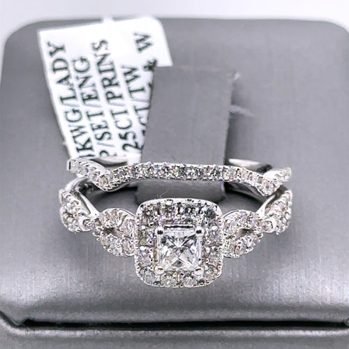 14k White Gold 1.25CT Diamond Engagement Ring Set, Size 7, S107624
