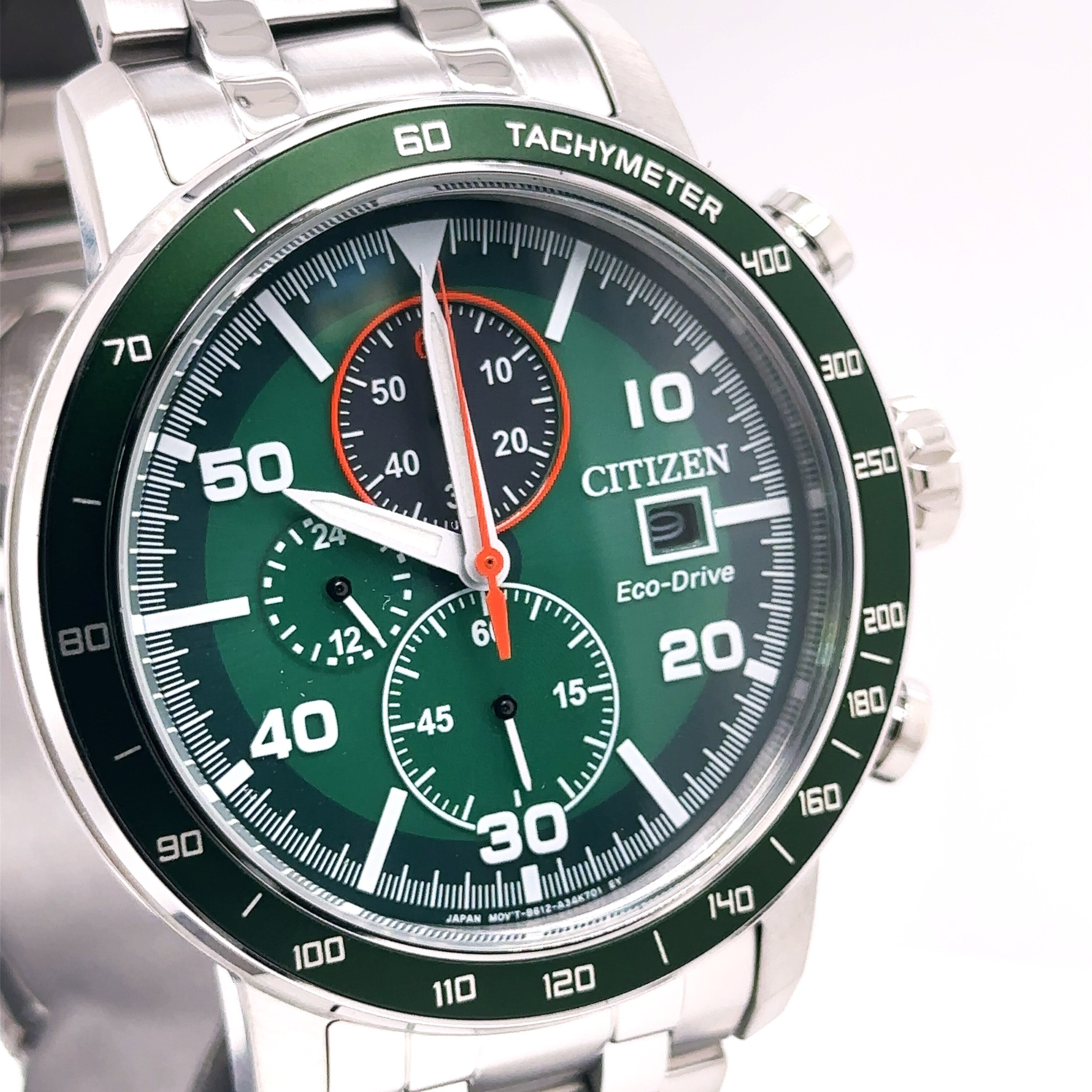 Citizen Brycen Eco Drive 44mm Green Dial Stainless Steel Watch