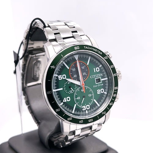 Citizen Brycen Eco Drive 44mm Green Dial Stainless Steel Watch CA0851-56X