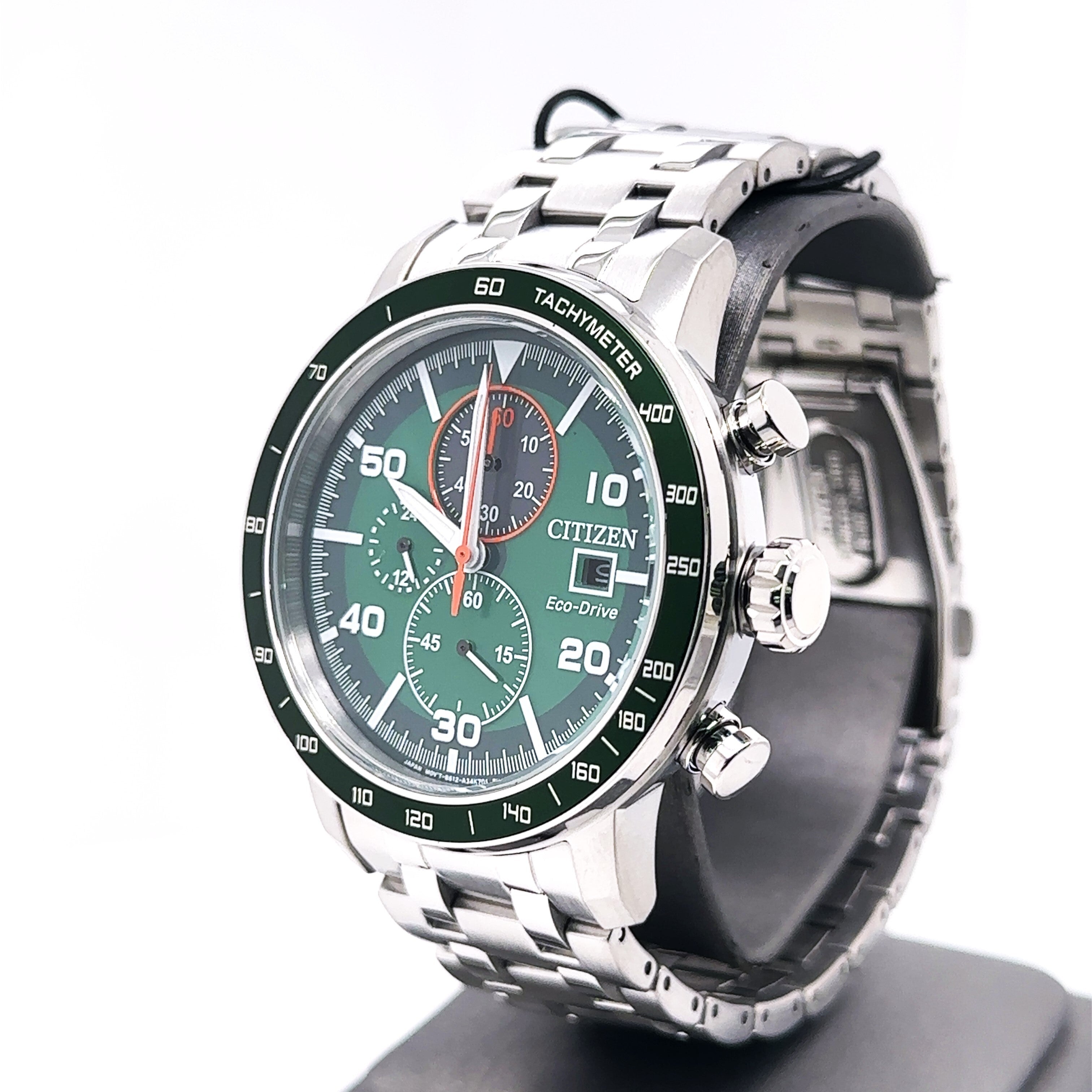 Citizen Brycen Eco Drive 44mm Green Dial Stainless Steel Watch