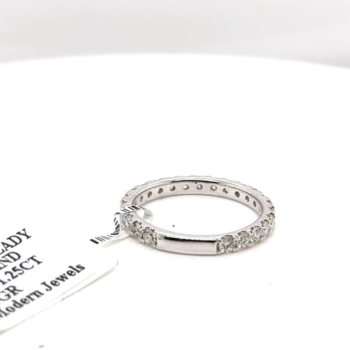 14k White Gold 1.25 CT Diamond Ladies Wedding Band, 2.4G, Size 7, S15942