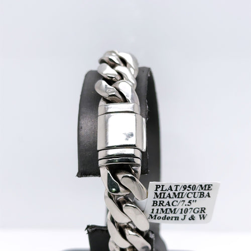 Platinum 950 Men's Miami Cuban Link Bracelet, 7.5", 11mm, 107g, S107631