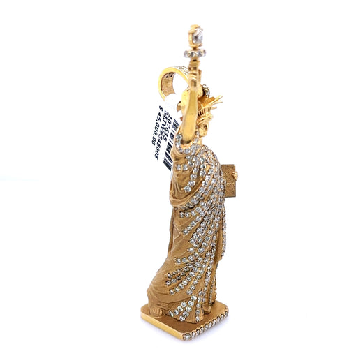 10k Yellow Gold 2.50 CT Diamond Statue Of Liberty Pendant, 70.8gm S107635