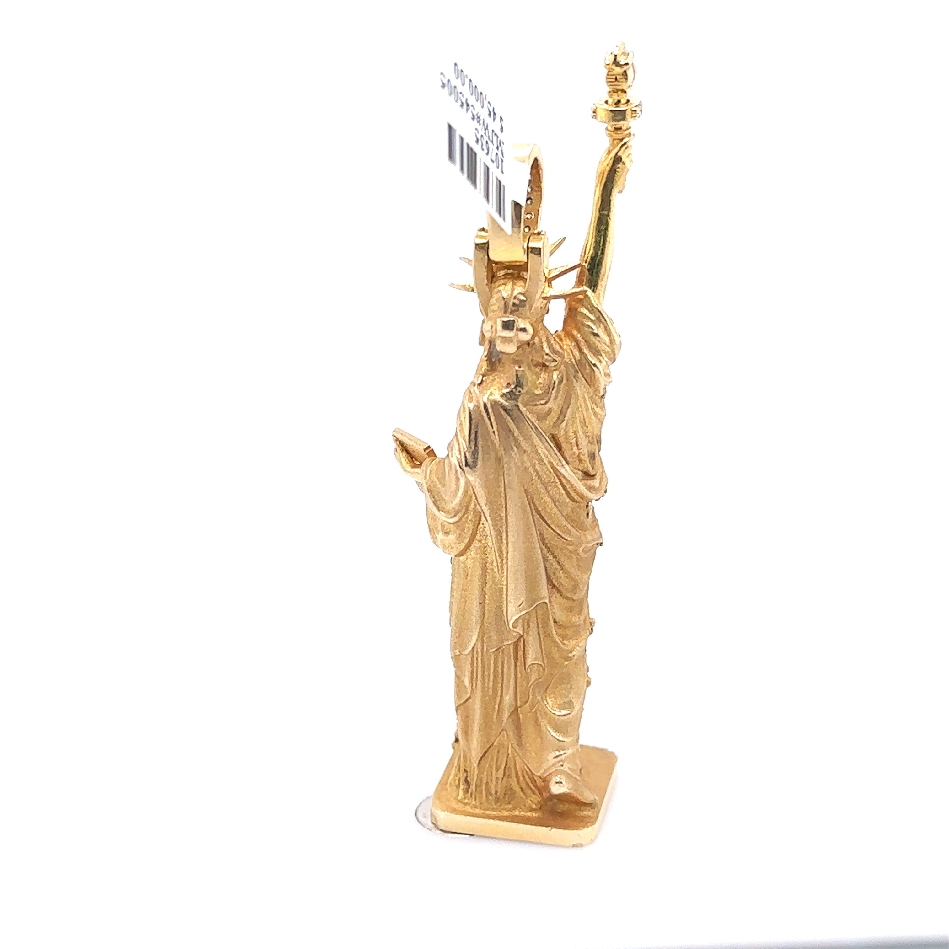 10k Yellow Gold 2.50 CT Diamond Statue Of Liberty Pendant