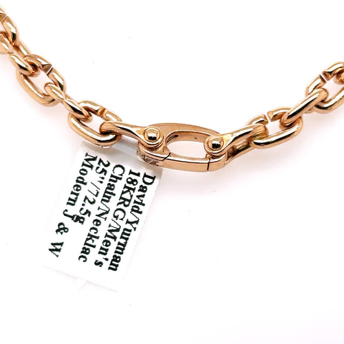 David Yurman 18k Rose Gold Men's Chain Necklace, 25", 72.5g, S107593