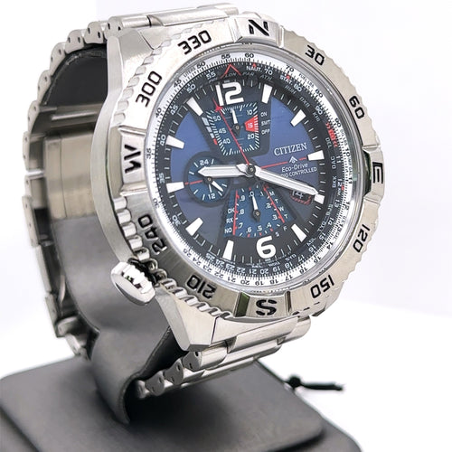 Citizen Navihawk A-T 48 mm Blue Dial Stainless Steel Watch AT8220-55L
