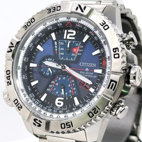 Citizen Navihawk A-T 48 mm Blue Dial Stainless Steel Watch AT8220-55L