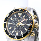 Citizen Eco Drive Chronograph 44mm Black Dial Stainless Steel Watch AT2434-54E