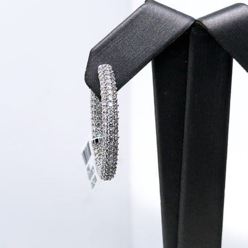 14k White Gold 4.00CT pave Diamond Inside Out Hoop Earrings, 11.9gm, S15963
