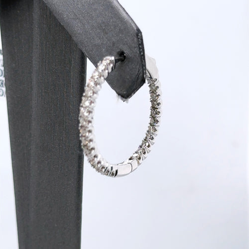 14k White Gold 1.50CT Diamond Inside Out Hoop Earrings, 4.7gm, S15964
