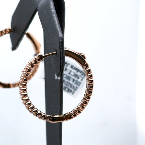 14k Rose Gold 1.50CT Diamond Inside Out Hoop Earrings, 4.6g, S15965