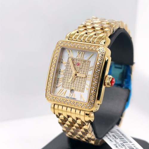 Michele Limited Edition Deco Madison Mid 18K Gold-Plated MWW06G000038 New