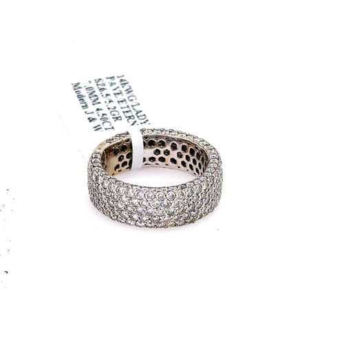 14k White Gold 4.50CT Diamond Pave Eternity Band, 5.2gm, Size 6.25, S107641