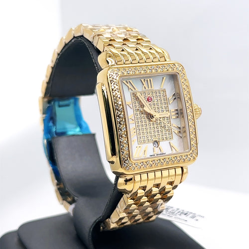 Michele Limited Edition Deco Madison Mid 18K Gold-Plated MWW06G000038 New