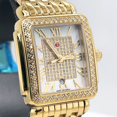 Michele Limited Edition Deco Madison Mid 18K Gold-Plated MWW06G000038 New
