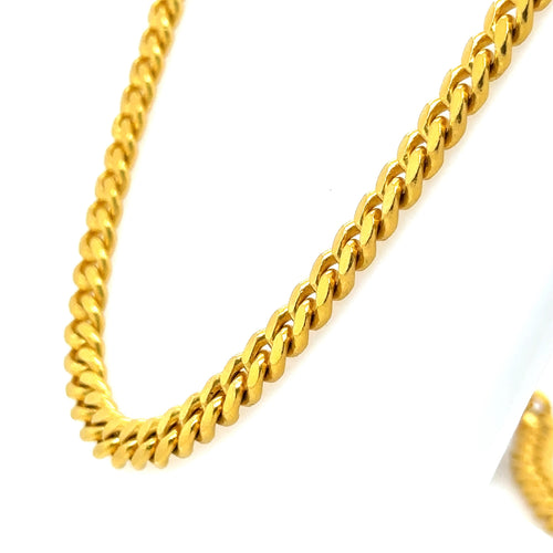 24k Yellow Gold Miami Cuban Chain Necklace, 100gm, 22", S107655