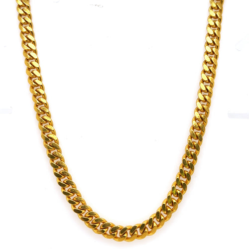 24k Yellow Gold Miami Cuban Chain Necklace, 100gm, 22", S107655