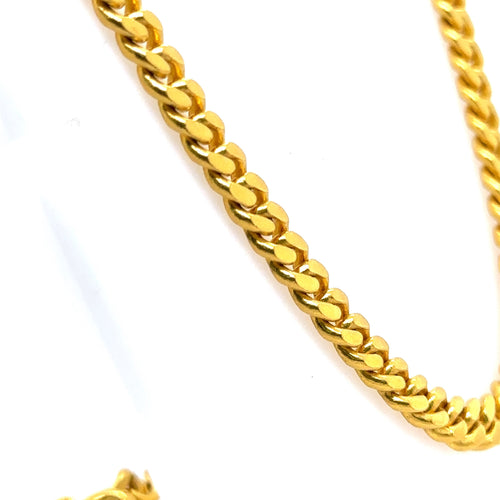 24k Yellow Gold Miami Cuban Chain Necklace, 100gm, 22", S107655