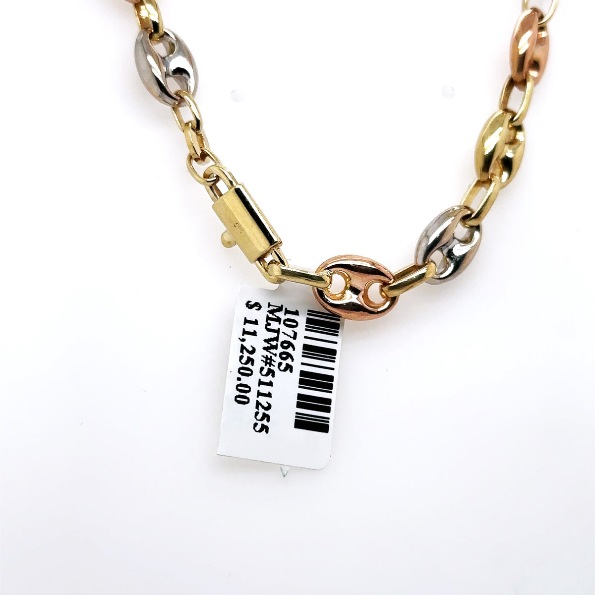 Colorless Gld Chain 14K Tri Color Gold Puffed Gucci Chain, 25.0 G, 20
