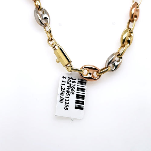 14K Tri Color Gold Puffed Gucci Chain, 25.0 G, 20" S107665