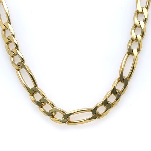 14K Yellow Gold Mens Figaro Link Chain Necklace, 47.8G, 24'  6.0mm S107663