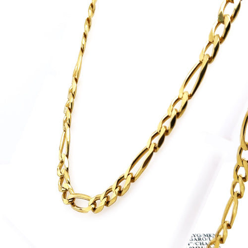 14K Yellow Gold Mens Figaro Link Chain Necklace, 47.8G, 24'  6.0mm S107663