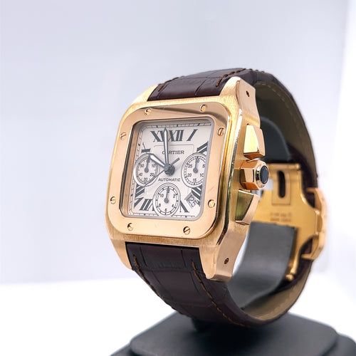 Cartier Santos Chronograph 18k ROSE GOLD AUTOMATIC 41mm Watch W20131Y1