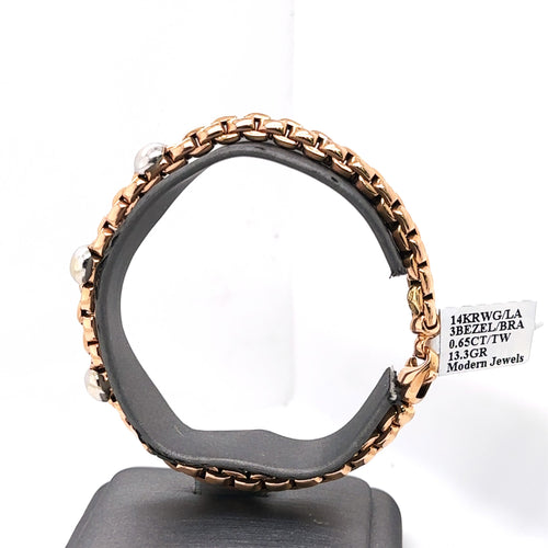 14k Rose Gold 0.65CT bezel Diamond Ladies Bracelet, 13.3gm, S15384