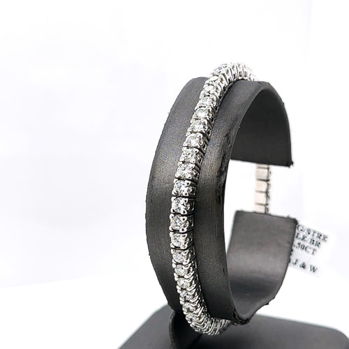 14k White Gold 6.00CT Diamond Ladies Stretched bangle Bracelet, 21.4g  S107687