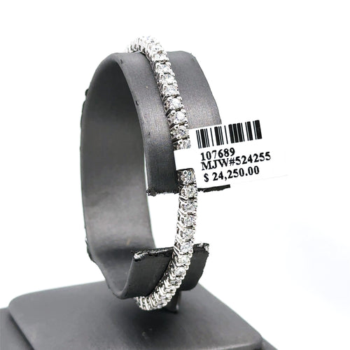 14k White Gold 4.40CT Diamond Ladies Stretched Bangle Bracelet, 14.5g, S107689