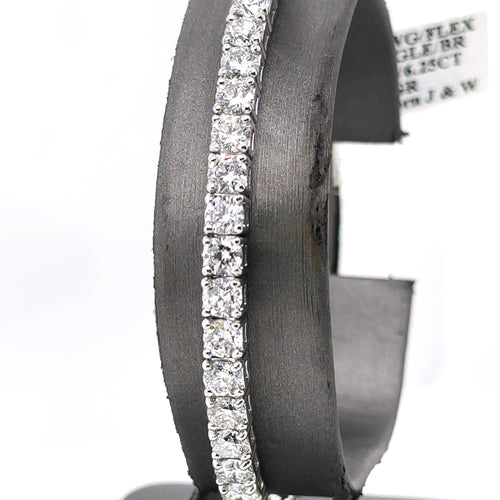14k White Gold 5.75CT Diamond Flexible bangle Bracelet, 16.9g, S107682