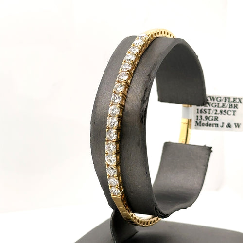 14k Yellow Gold 2.65CT Diamond Ladies Flexible Bangle Bracelet, 13.9g, S107685